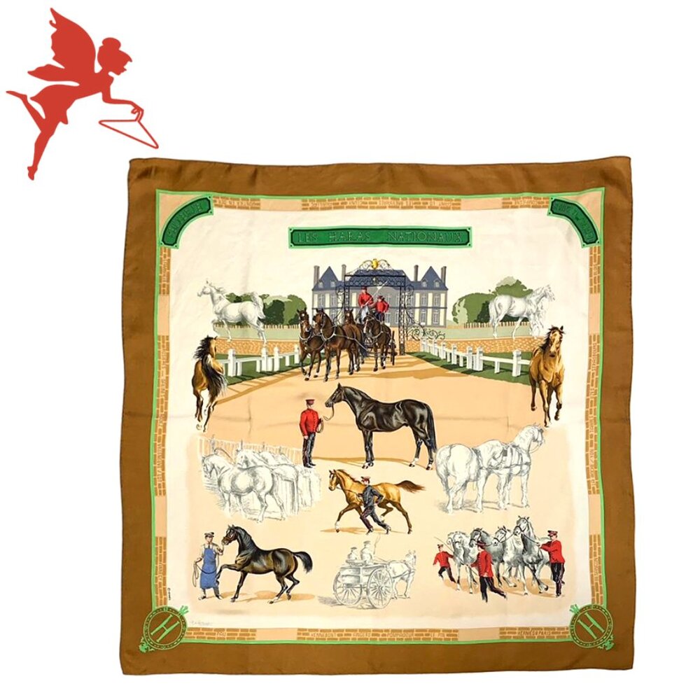 AUTHENTIC HERMES Vintage Les Haras Nationaux Equestrian Silk Scarf